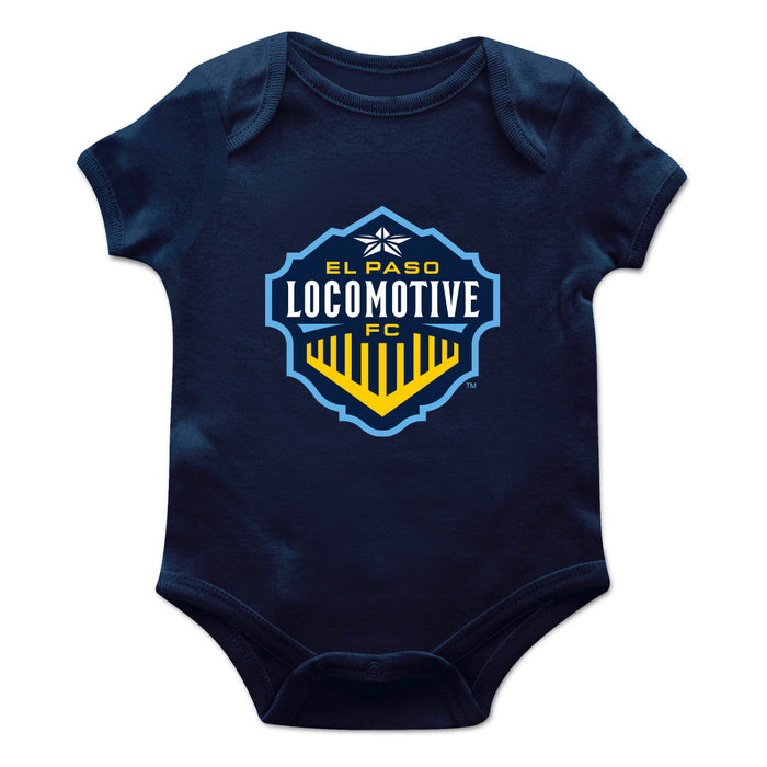 El Paso Locomotive Cotton Short Sleeve Bodysuit With Logo Navy