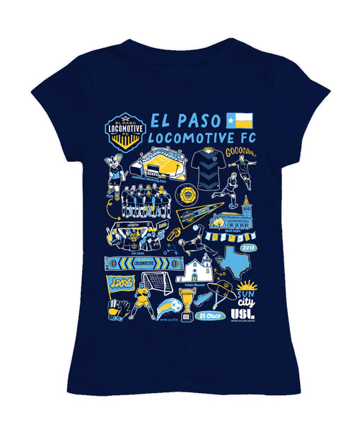 El Paso Locomotive Girl´s Fitted Cotton T-shirt Navy
