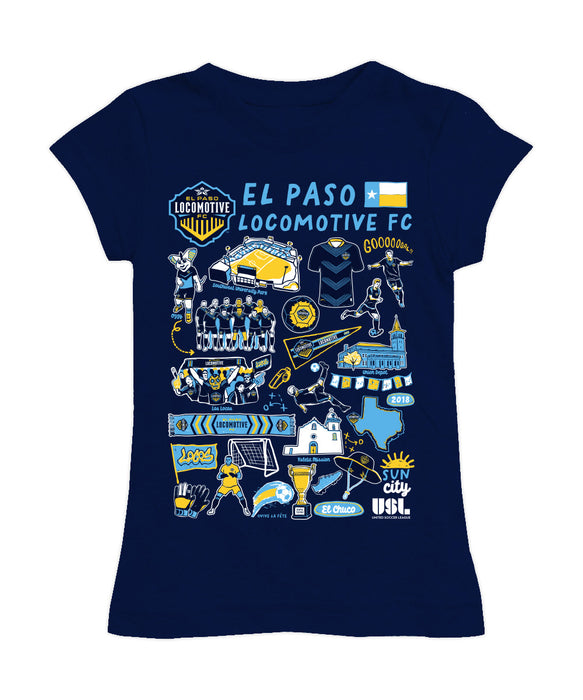 El Paso Locomotive Girl´s Fitted Cotton T-shirt Navy