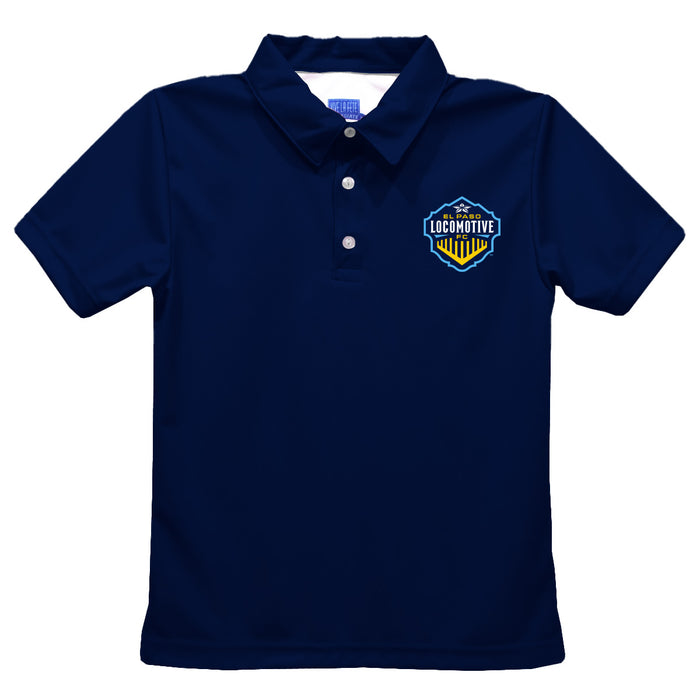 El Paso Locomotive Boys Solid Navy Short Sleeve Polo Shirt