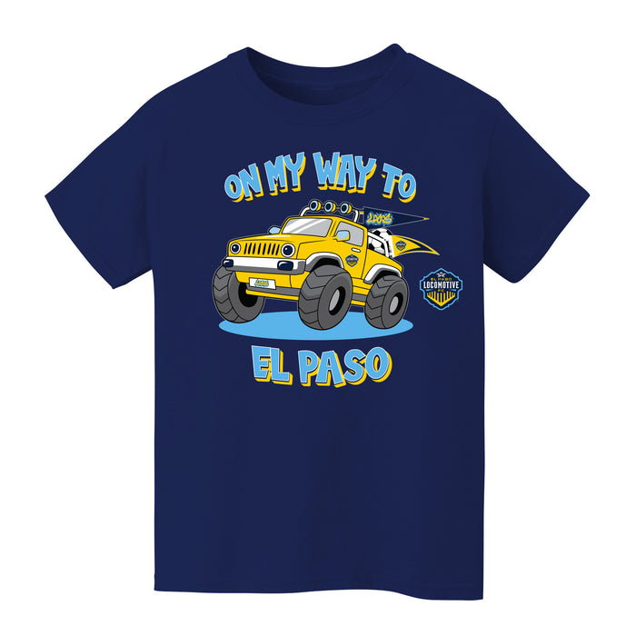 El Paso Locomotive On My Way Monster Truck Navy Cotton Short Sleeve Tee