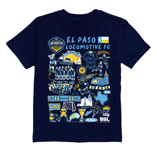 El Paso Locomotive Impressions Artwork Navy Youth Cotton T-Shirt