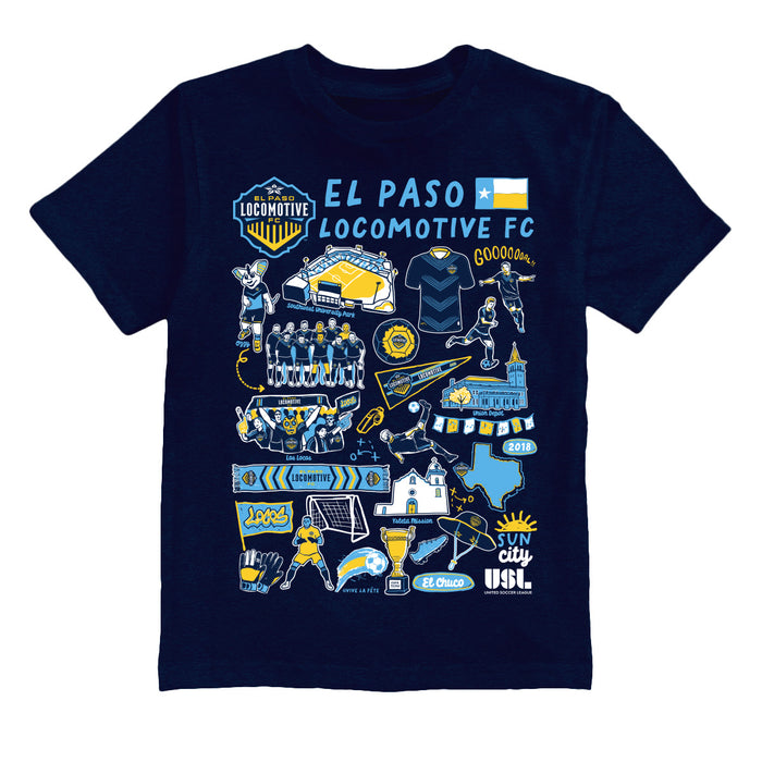 El Paso Locomotive Impressions Artwork Navy Youth Cotton T-Shirt