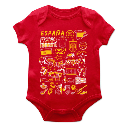 Spain National Team Cotton Short Sleeve Bodysuit Red Impressions Artwork