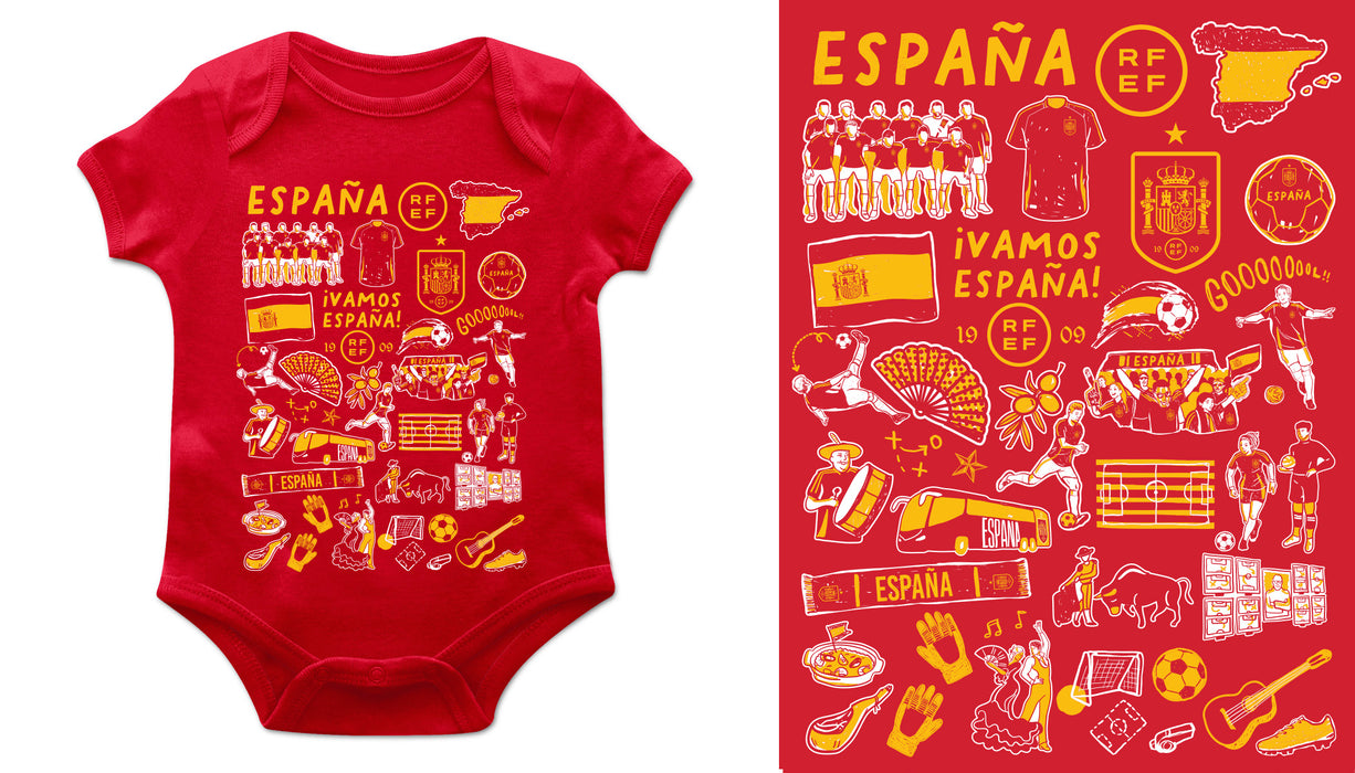 Spain National Team Cotton Short Sleeve Bodysuit Red Impressions Artwork - Vive La Fête - Online Apparel Store