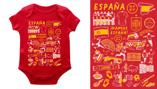 Spain National Team Cotton Short Sleeve Bodysuit Red Impressions Artwork - Vive La Fête - Online Apparel Store