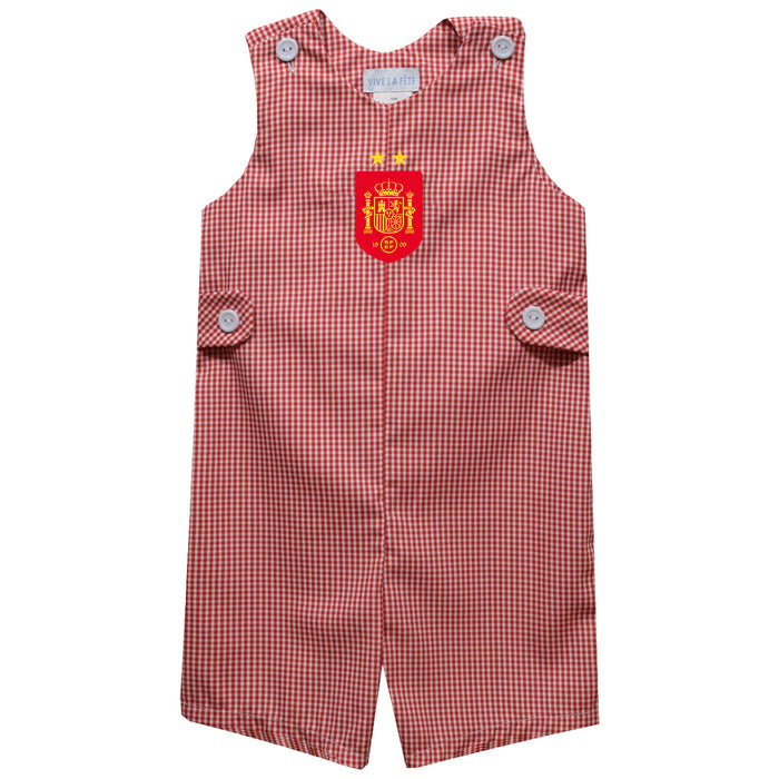 Spain National Team Vive La Fete Gingham Jon Jon Romper - Red