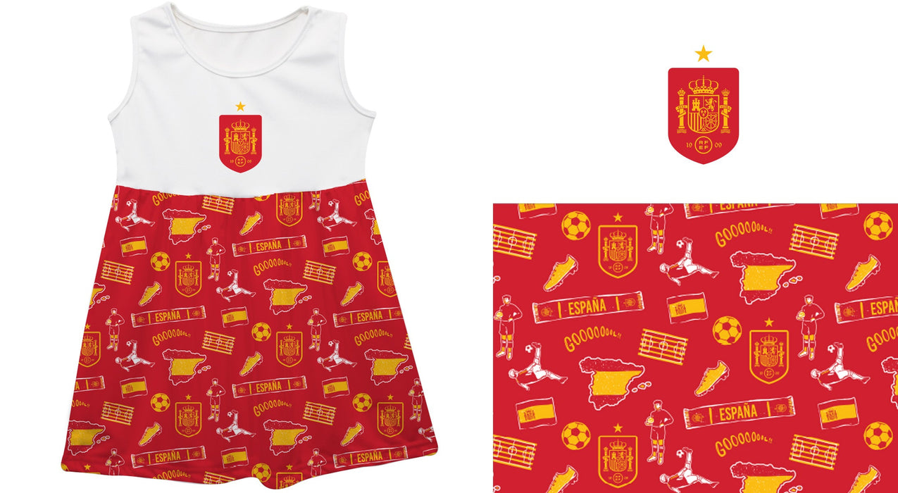 Spain National Team Repeat Print Impressions Sleeveless Tank Dress - Vive La Fête - Online Apparel Store