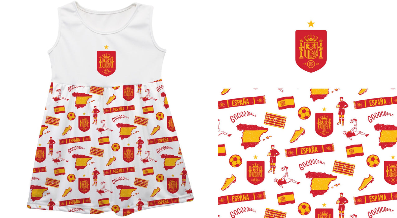 Spain National Team Repeat Print Impressions Sleeveless Tank Dress - Vive La Fête - Online Apparel Store