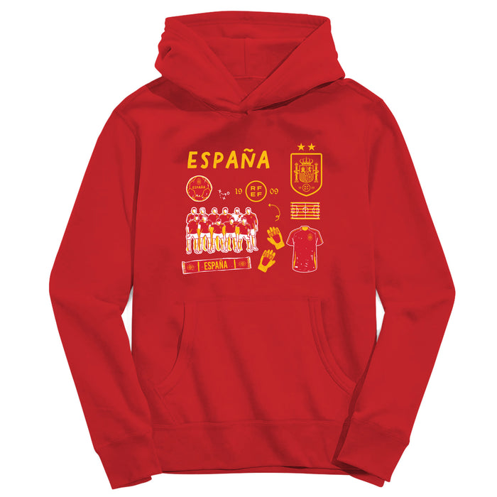Spain National Team Youth Red Pullover Cotton Hoodie