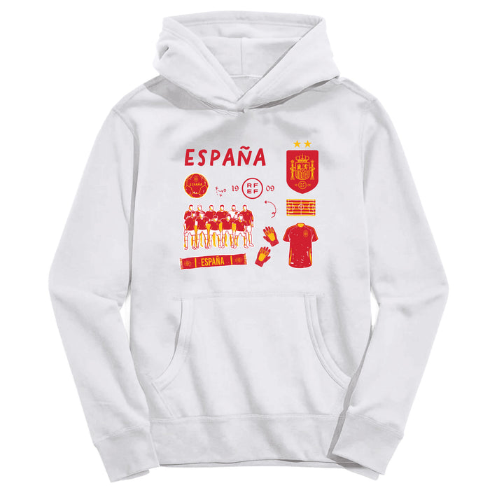 Spain National Team Youth White Pullover Cotton Hoodie