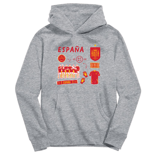 Spain National Team Youth Grey Pullover Cotton Hoodie