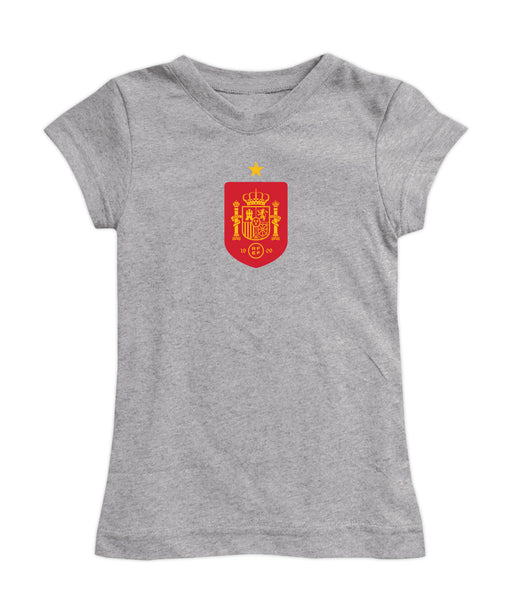 Spain National Team Girl´s Fitted Cotton T-shirt Grey