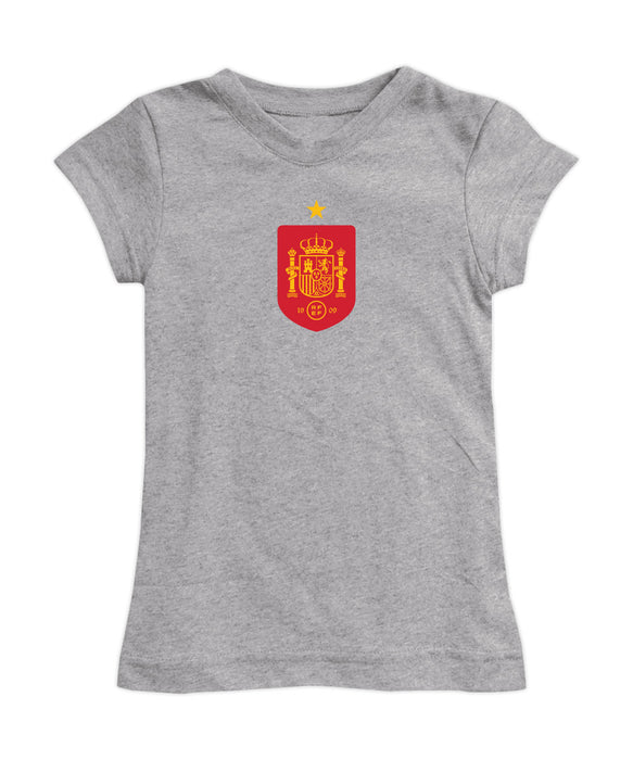 Spain National Team Girl´s Fitted Cotton T-shirt Grey