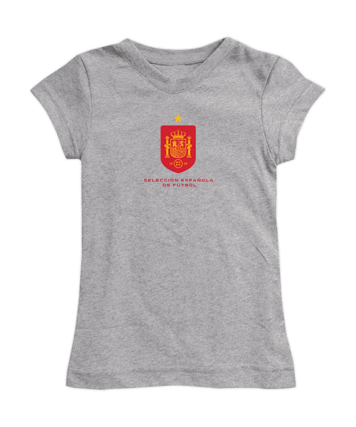 Spain National Team Girl´s Fitted Cotton T-shirt Grey