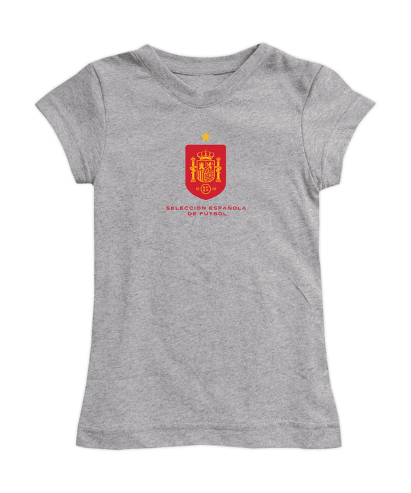 Spain National Team Girl´s Fitted Cotton T-shirt Grey