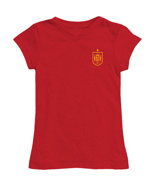 Spain National Team Girl´s Fitted Cotton T-shirt Red
