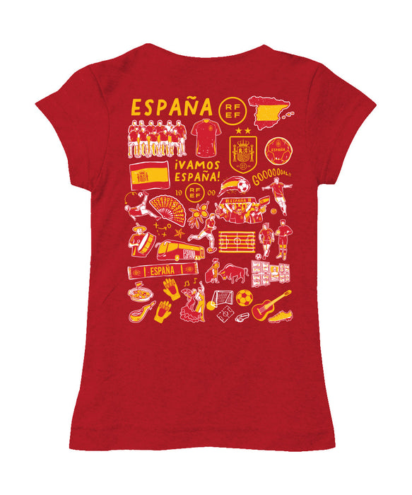 Spain National Team Girl´s Fitted Cotton T-shirt Red