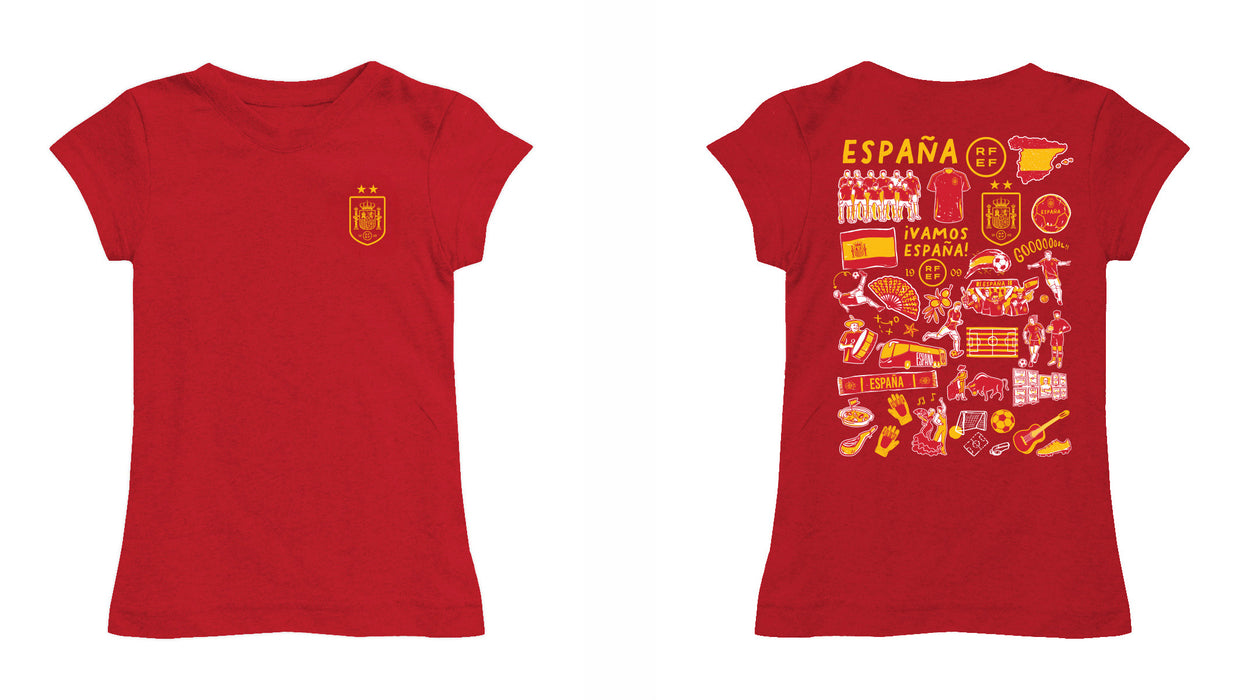 Spain National Team Girl´s Fitted Cotton T-shirt Red