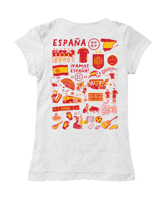 Spain National Team Girl´s Fitted Cotton T-shirt White
