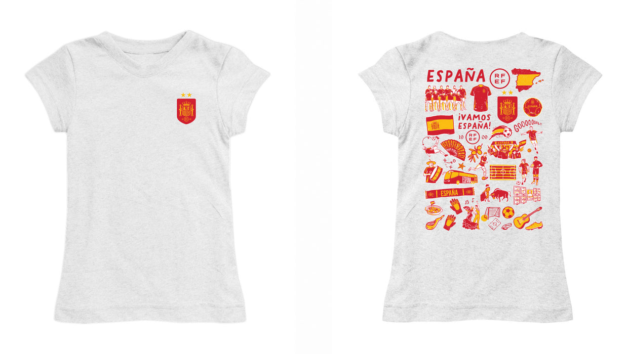 Spain National Team Girl´s Fitted Cotton T-shirt White