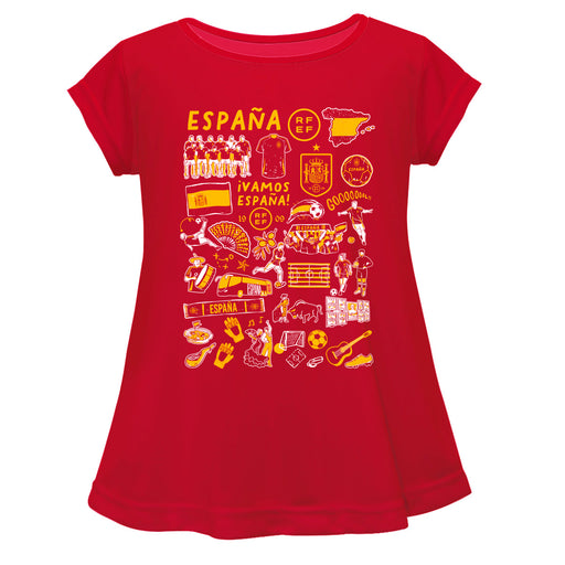 Spain National Team Impressions Artwork Red Youth Cotton Top