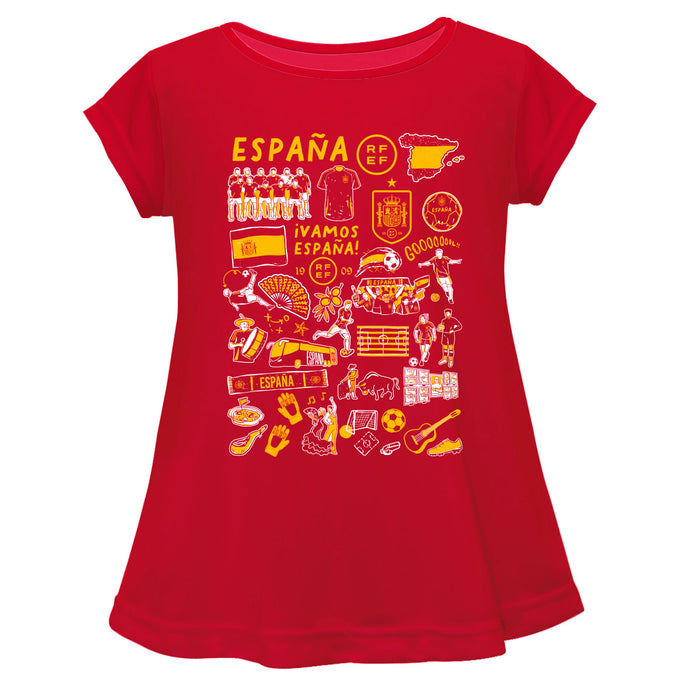 Spain National Team Impressions Artwork Red Youth Cotton Top