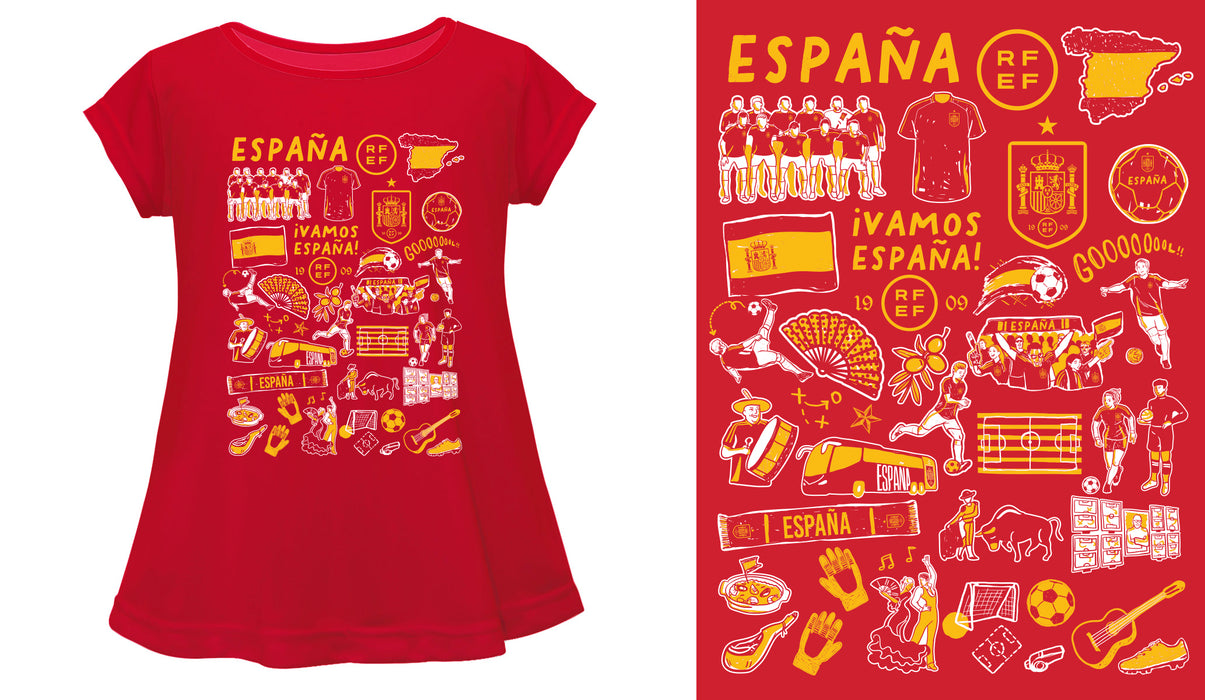 Spain National Team Impressions Artwork Red Youth Cotton Top - Vive La Fête - Online Apparel Store