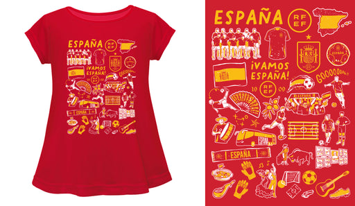 Spain National Team Impressions Artwork Red Youth Cotton Top - Vive La Fête - Online Apparel Store
