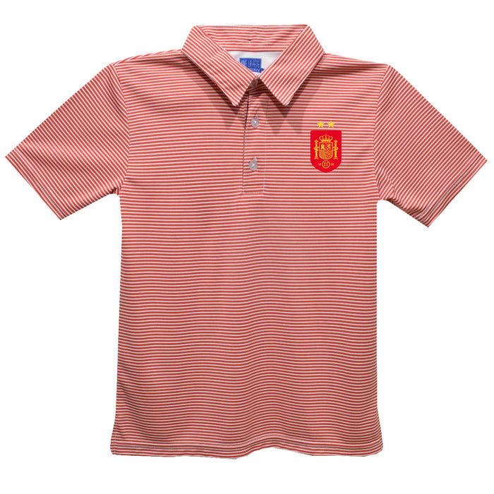 Spain National Team Youth Vive La Fete Pencil Stripe Polo - Red
