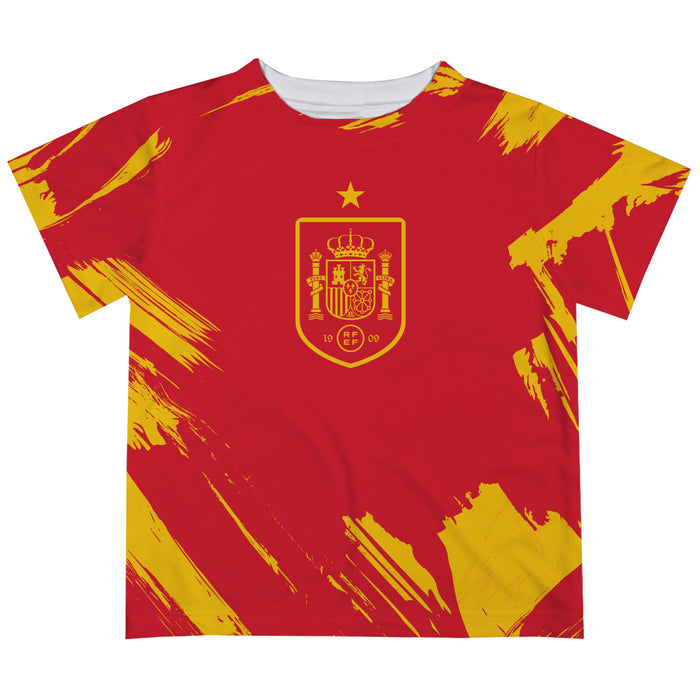 Spain National Team Paint Brush Boys Game Day Red Short Sleeve Tee