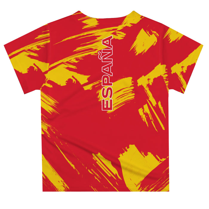 Spain National Team Paint Brush Boys Game Day Red Short Sleeve Tee