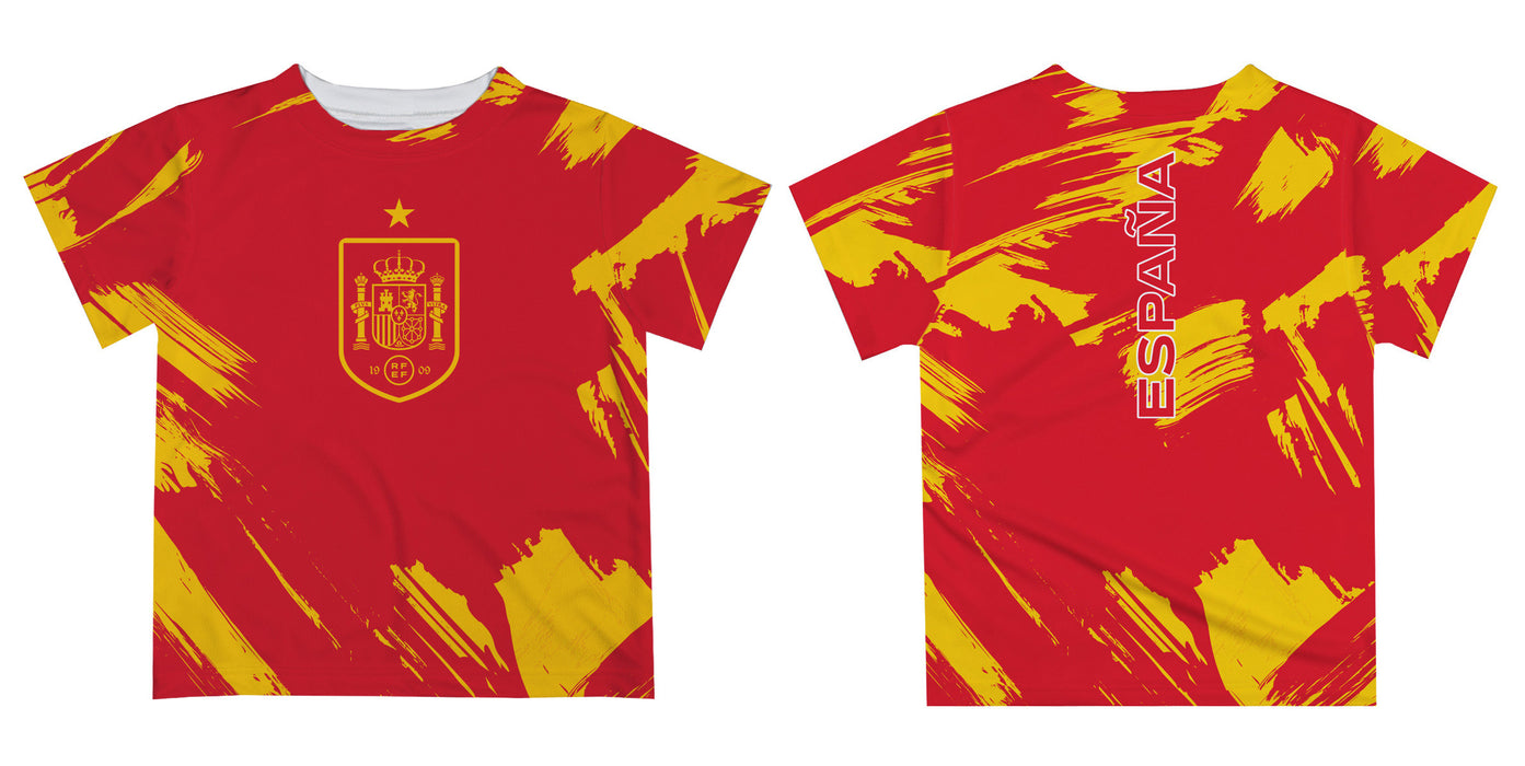 Spain National Team Paint Brush Boys Game Day Red Short Sleeve Tee - Vive La Fête - Online Apparel Store