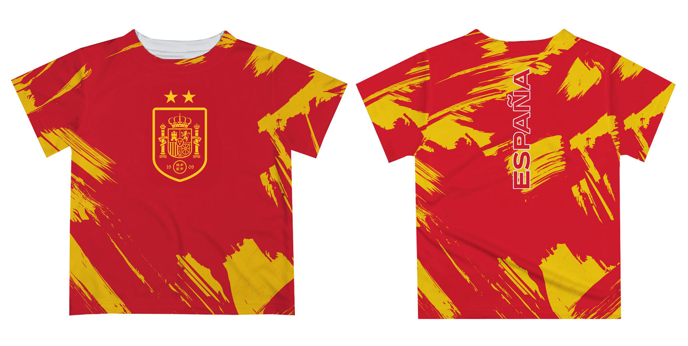 Spain National Team Paint Brush Boys Game Day Red Short Sleeve Tee