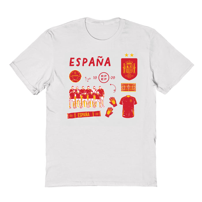 Spain National Team Impressions Artwork White Youth Cotton T-Shirt