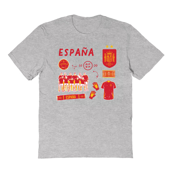 Spain National Team Impressions Artwork Grey Youth Cotton T-Shirt