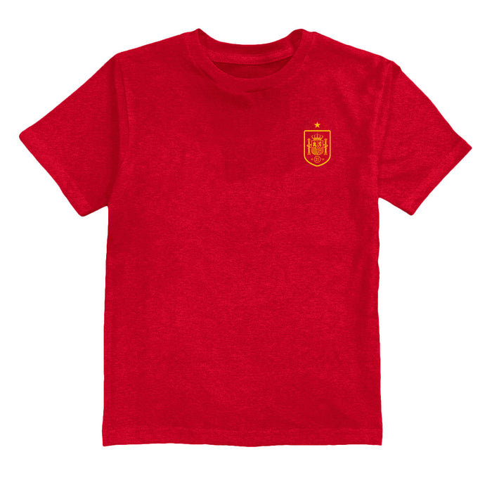 Spain National Team Impressions Artwork Red Youth Cotton T-Shirt