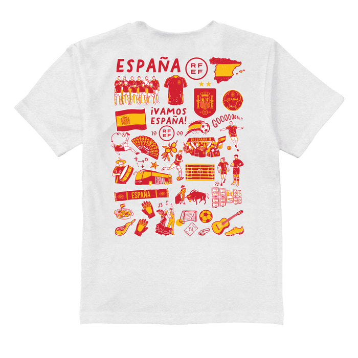 Spain National Team Impressions Artwork White Youth Cotton T-Shirt