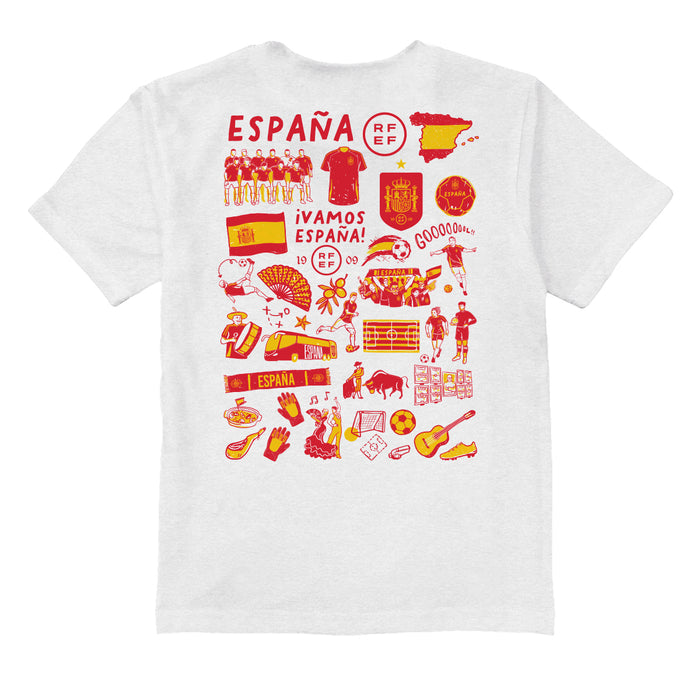 Spain National Team Impressions Artwork White Youth Cotton T-Shirt - Vive La Fête - Online Apparel Store