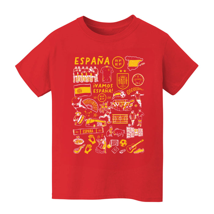 Spain National Team Impressions Artwork Boys Youth Cotton T-Shirt
