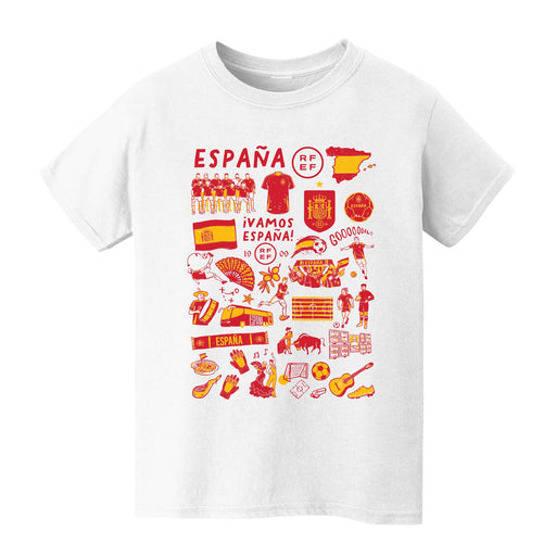 Spain National Team Impressions Artwork White Youth Cotton T-Shirt