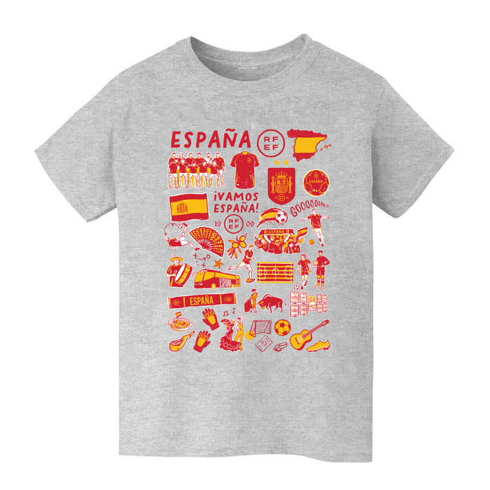 Spain National Team Impressions Artwork Boys Youth Cotton T-Shirt