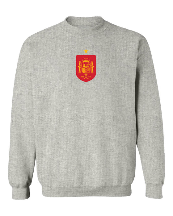 Spain National Team Womens Grey Cotton Crewneck Pullover Sweatshirt