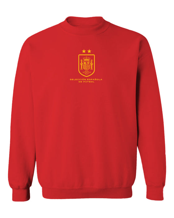 Spain National Team Womens White Cotton Crewneck Pullover Sweatshirt