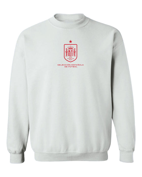 Spain National Team Womens White Cotton Crewneck Pullover Sweatshirt
