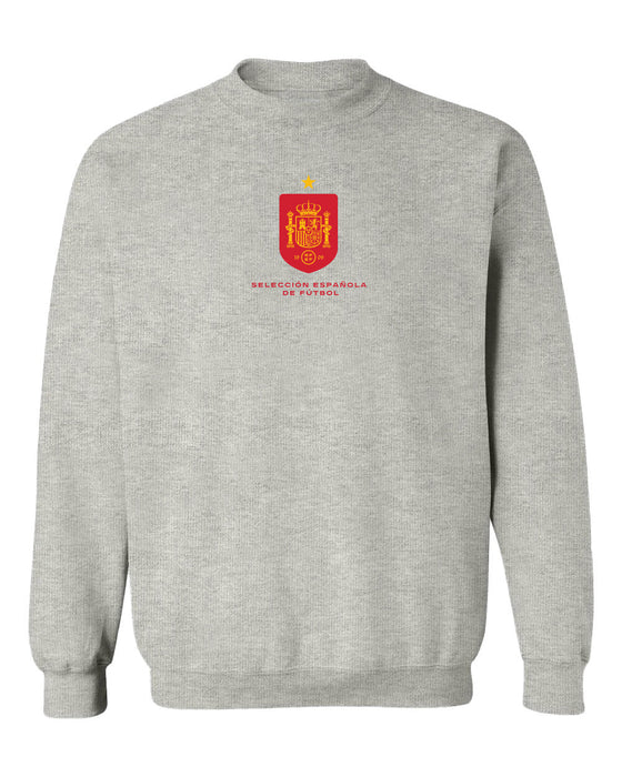 Spain National Team Womens Grey Cotton Crewneck Pullover Sweatshirt