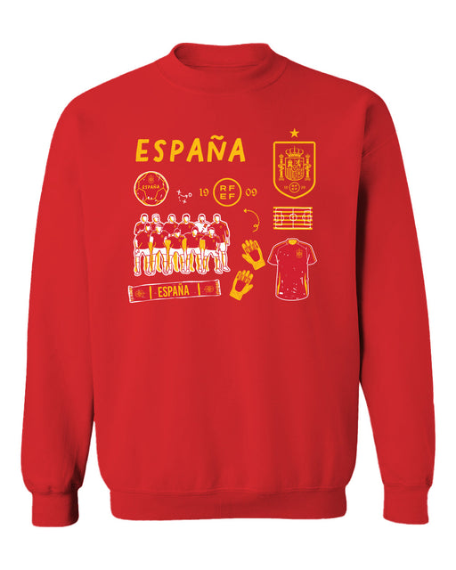 Spain National Team Womens Red Cotton Crewneck Pullover Sweatshirt