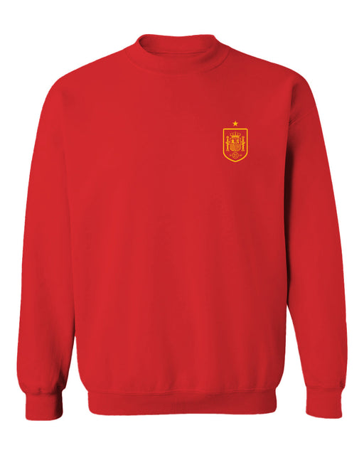 Spain National Team Womens Red Cotton Crewneck Pullover Sweatshirt