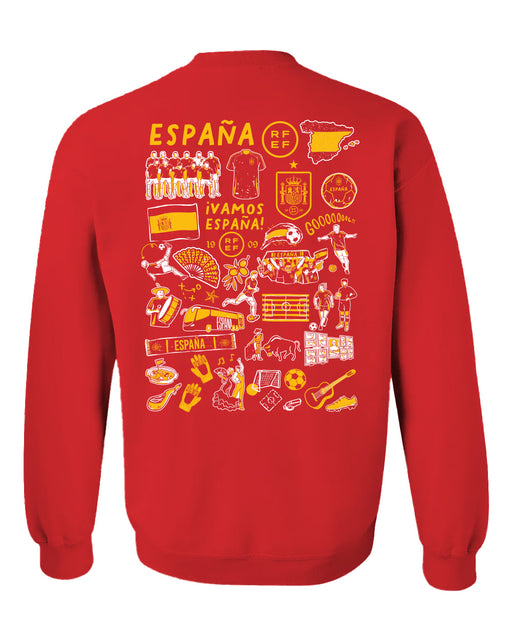 Spain National Team Womens Red Cotton Crewneck Pullover Sweatshirt - Vive La Fête - Online Apparel Store