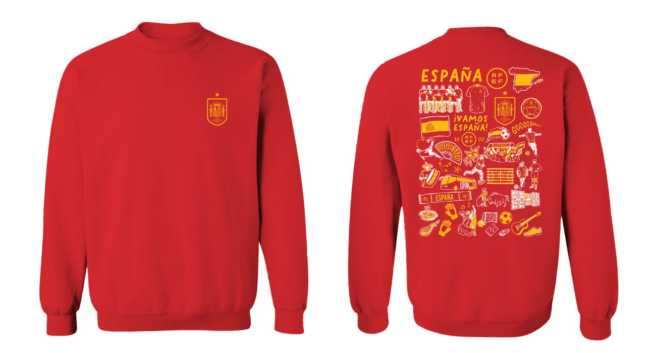 Spain National Team Womens Red Cotton Crewneck Pullover Sweatshirt - Vive La Fête - Online Apparel Store